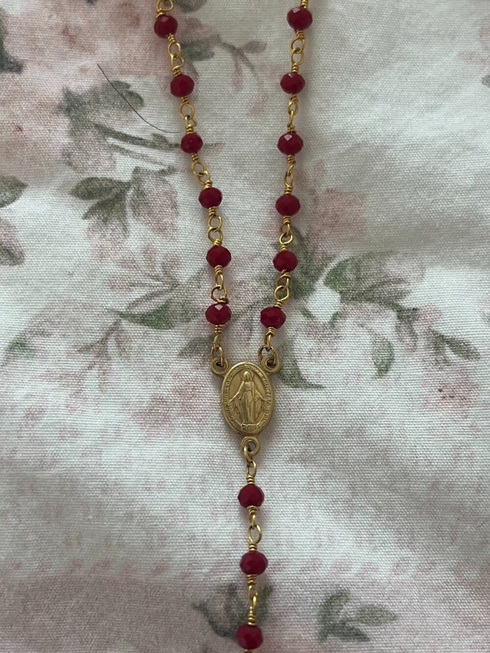 Gold Plated Rosary Necklace from Sicily, Italy